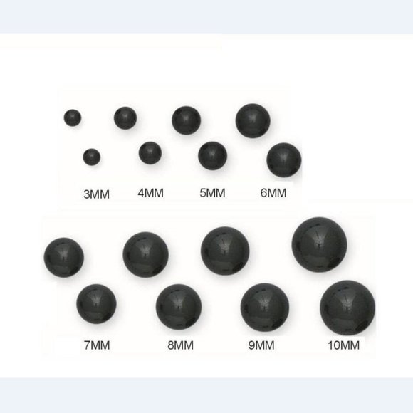 14K Solid Yellow Gold Genuine Black Onyx Ball Screw Back Stud Earrings Size 3mm - Picture 3 of 3